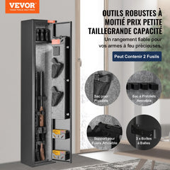VEVOR 3 Rifles Gun Safe, Rifle Safe with Lock & Digital Keypad, Quick Access Gun Storage Cabinet with Removable Shelf