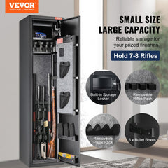 VEVOR 7-8 Rifles Gun Safe, Rifle Safe with Digital Keypad & Lock, Gun Storage Cabinet with Built-in Storage Locker
