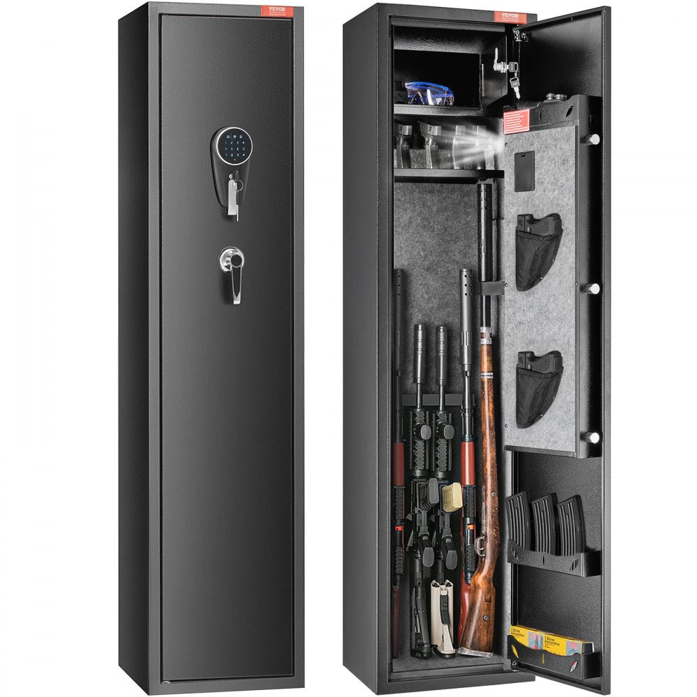 VEVOR 7-8 Rifles Gun Safe, Rifle Safe with Digital Keypad & Lock, Gun Storage Cabinet with Built-in Storage Locker