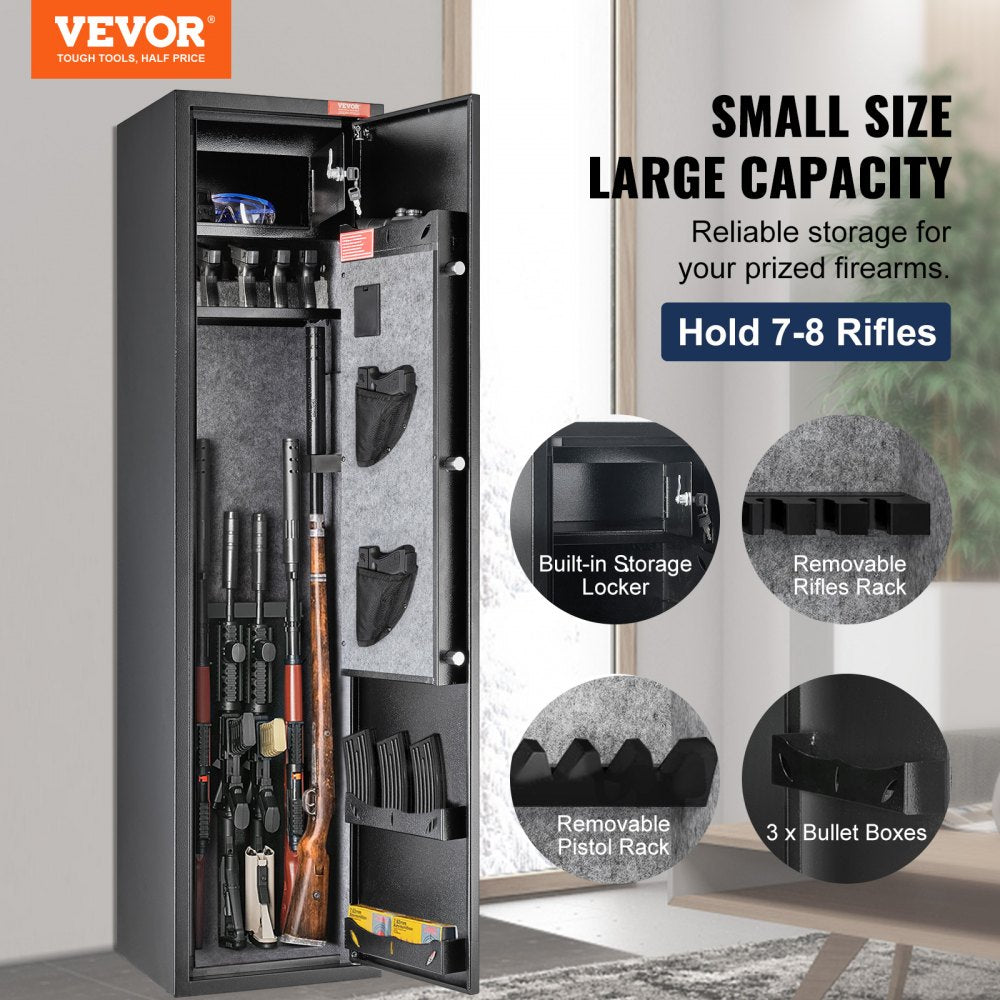 VEVOR 5 Rifles Gun Safe, Rifle Safe with Digital Keypad & Lock, Gun Storage Cabinet with Built-in Storage Locker