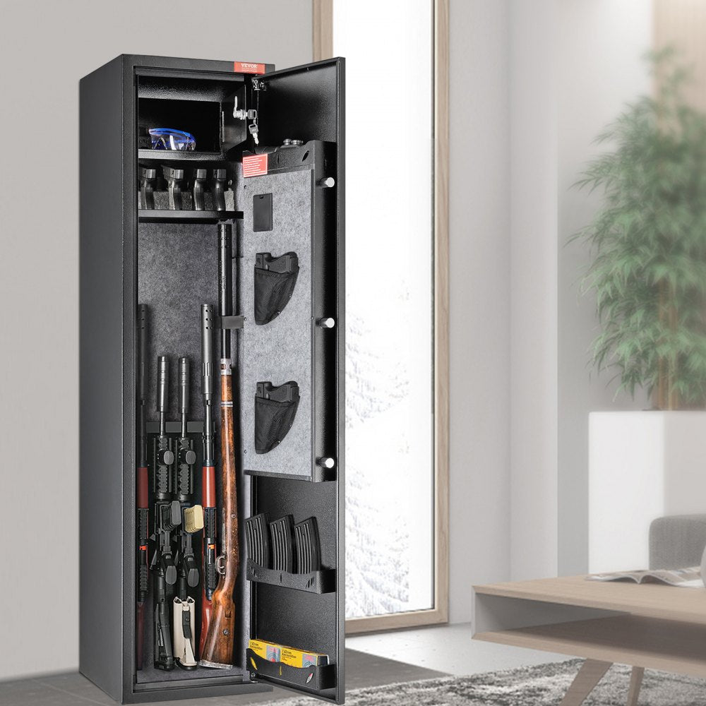 VEVOR 5 Rifles Gun Safe, Rifle Safe with Digital Keypad & Lock, Gun Storage Cabinet with Built-in Storage Locker