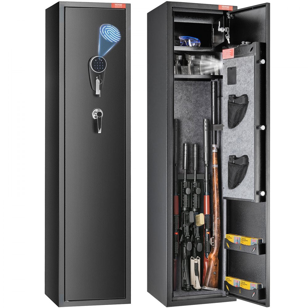 VEVOR 5 Rifles Gun Safe, Rifle Safe with Digital Keypad & Lock, Gun Storage Cabinet with Built-in Storage Locker