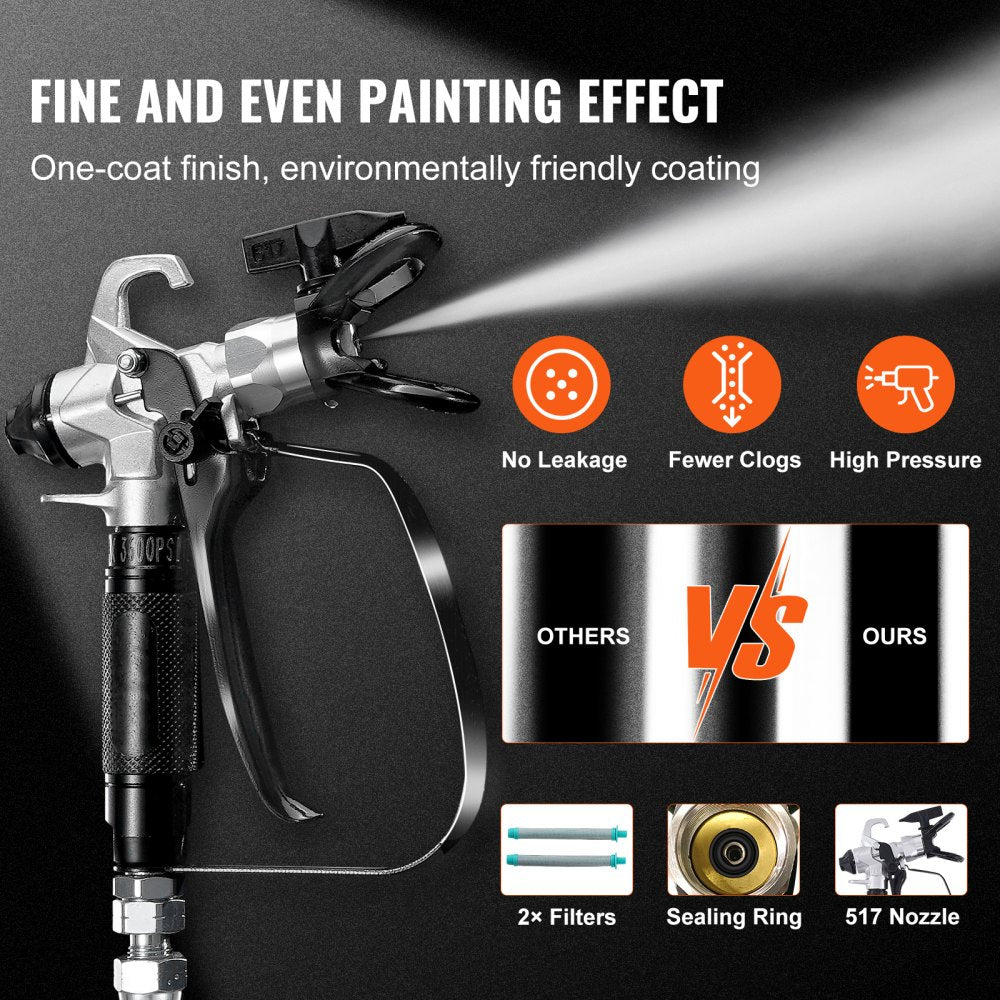 VEVOR 750W Stand Airless Paint Sprayer, 3000PSI High Efficiency Electric Airless Sprayer With Cart, Paint Sprayers for