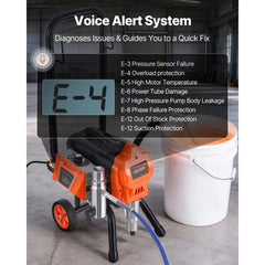 VEVOR Stand Airless Paint Sprayer, 1500W, 3300PSI High Pressure Airless Sprayer with Cart, Cleaning Brush, Hose