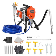 VEVOR Stand Airless Paint Sprayer, 1500W, 3300PSI High Pressure Airless Sprayer, Cleaning Brush, Hose, Extension Rod