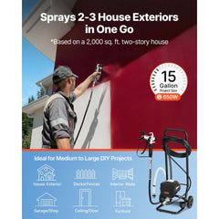 VEVOR Stand Airless Paint Sprayer, 650W, 3000PSI High Pressure Airless Sprayer with Cart, Cleaning Brush, Hose