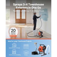 VEVOR Stand Airless Paint Sprayer, 900W, 3300PSI High Pressure Airless Sprayer, Cleaning Brush, Hose, Extension Rod