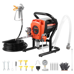 VEVOR Stand Airless Paint Sprayer, 900W, 3300PSI High Pressure Airless Sprayer, Cleaning Brush, Hose, Extension Rod