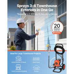 VEVOR Stand Airless Paint Sprayer, 900W, 3300PSI High Pressure Airless Sprayer with Cart, Cleaning Brush, Hose