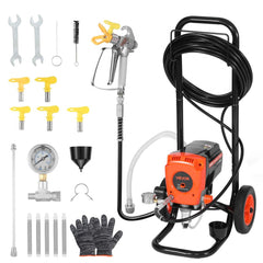 VEVOR Stand Airless Paint Sprayer, 900W, 3300PSI High Pressure Airless Sprayer with Cart, Cleaning Brush, Hose