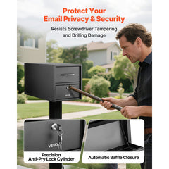 VEVOR Post Mount Mailbox, Anti-Pry & Anti-Theft Mailboxes for Outside, Heavy Duty Lockable Mail Box with Magnetic Door