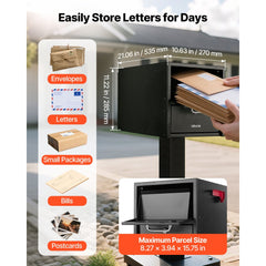 VEVOR Post Mount Mailbox, Anti-Pry & Anti-Theft Mailboxes for Outside, Heavy Duty Lockable Mail Box with Magnetic Door