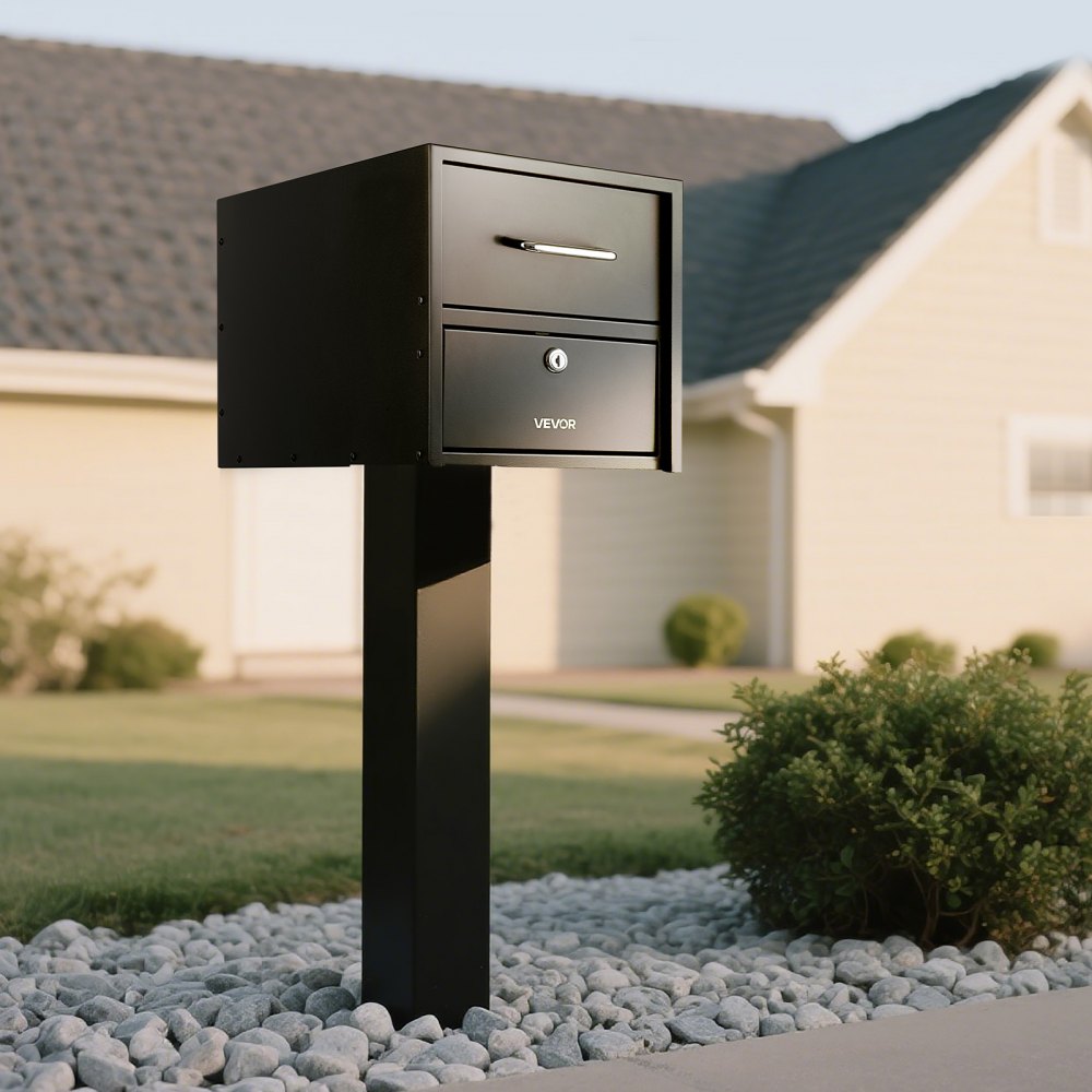 VEVOR Post Mount Mailbox, Anti-Pry & Anti-Theft Mailboxes for Outside, Heavy Duty Lockable Mail Box with Magnetic Door