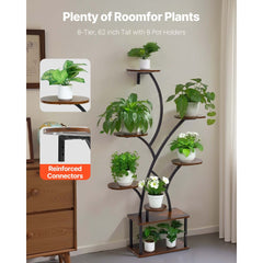 VEVOR Plant Stand Indoor with Grow Lights, 62 in Tall 8-Tier Lighted Plant Shelf, Metal Corner Plants Holder, 3 Timer &