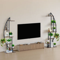 VEVOR Plant Stand Indoor with Grow Lights, 63 in Tall 6-Tiered Lighted Plant Shelf, 2 Pack Metal Corner Plants Holder