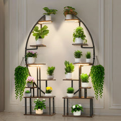 VEVOR Plant Stand Indoor with Grow Lights, 65.5 in Tall 7-Tiered Lighted Plant Shelf, 2 Pack Metal Corner Plants