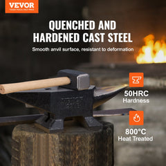 VEVOR Single Horn Anvil, 22Lbs Cast Steel Anvil, High Hardness Rugged Round Horn Anvil Blacksmith, Large Countertop and