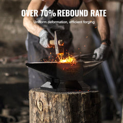 VEVOR Single Horn Anvil, 22Lbs Cast Steel Anvil, High Hardness Rugged Round Horn Anvil Blacksmith, Large Countertop and