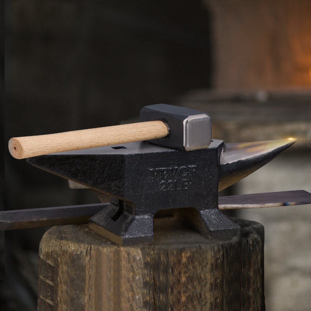 VEVOR Single Horn Anvil, 22Lbs Cast Steel Anvil, High Hardness Rugged Round Horn Anvil Blacksmith, Large Countertop and