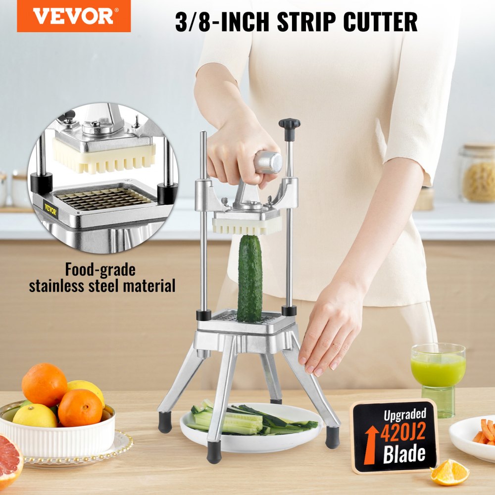 VEVOR Commercial Vegetable Fruit Chopper 3/8″ Blade Heavy Duty Professional Food Dicer Kattex French Fry Cutter Onion