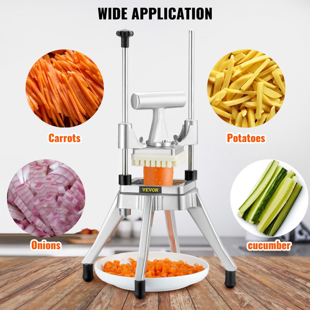 VEVOR Commercial Vegetable Fruit Chopper 3/8″ Blade Heavy Duty Professional Food Dicer Kattex French Fry Cutter Onion