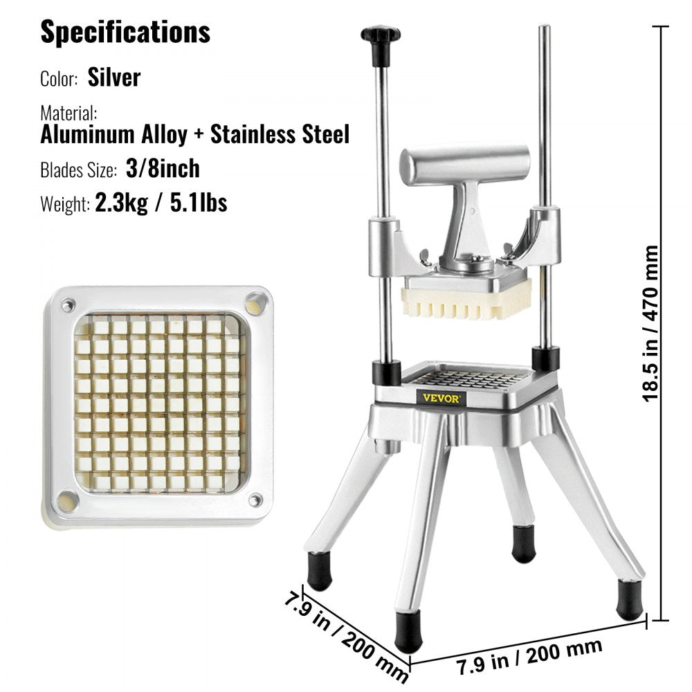 VEVOR Commercial Vegetable Fruit Chopper 3/8″ Blade Heavy Duty Professional Food Dicer Kattex French Fry Cutter Onion