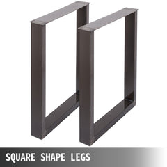 VEVOR Set of 2 Steel Table Legs, 28''Height 23''Wide Dining Table Legs, Heavy Duty 3.1" Square Box Section Square Table