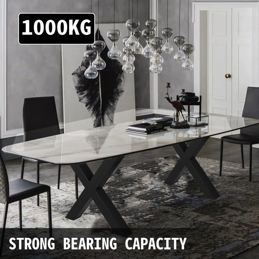 VEVOR Set of 2 Steel Table Legs, 28''Height 30''Wide Dining Table Legs, Heavy Duty 3.1" Square Box Section X Frame