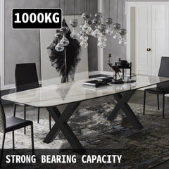VEVOR Set of 2 Steel Table Legs, 28''Height 30''Wide Dining Table Legs, Heavy Duty 3.1" Square Box Section X Frame