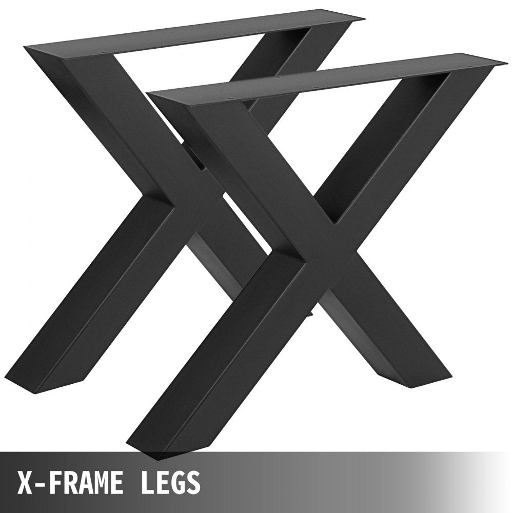 VEVOR Set of 2 Steel Table Legs, 28''Height 30''Wide Dining Table Legs, Heavy Duty 3.1" Square Box Section X Frame