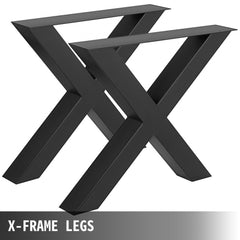 VEVOR Set of 2 Steel Table Legs, 28''Height 30''Wide Dining Table Legs, Heavy Duty 3.1" Square Box Section X Frame