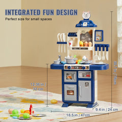 VEVOR Kids Kitchen Playset, Toddler Kitchen with Cooking Stove with Steam, Sounds and Lights, Play Kitchen Set with 48