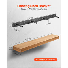 VEVOR Floating Shelf Bracket 1 Pack, 230 lbs/104 kg Weight Capacity, 46x6.2x3 inch / 1168.4x157.4x76.2 mm, Heavy Duty