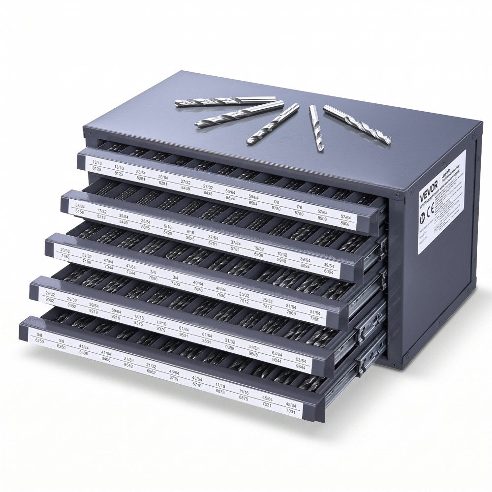 VEVOR Drill Bit Dispenser Cabinet, Five-Drawer Drill Bit Organizer Cabinet for 33/64" to 63/64" Steel Drill Dispenser