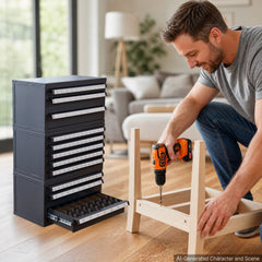 VEVOR Drill Bit Dispenser Cabinet, 3 Pieces Three-Drawer for 1/16" to 1/2" & Letter Sizes A to Z, Five-Drawer Drill Bit