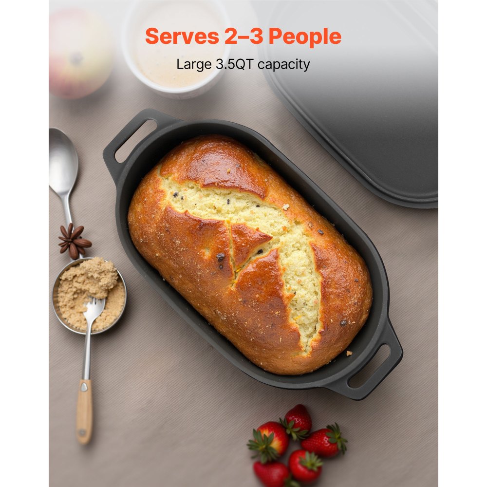 VEVOR Enameled Cast Iron Dutch Oven, 3.5 Quart Pot with Lid and Dual Handles, Heavy-Duty Durable Cookware Pan, Oven