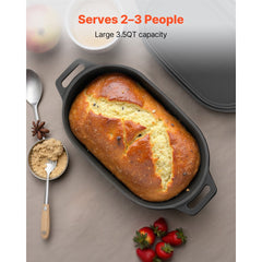VEVOR Enameled Cast Iron Dutch Oven, 3.5 Quart Pot with Lid and Dual Handles, Heavy-Duty Durable Cookware Pan, Oven