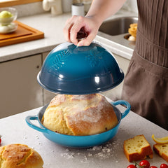 VEVOR Enameled Cast Iron Dutch Oven, 5 Quart Pot for Sourdough Bread Baking, Heavy-Duty Cookware Pan with Lid and Dual