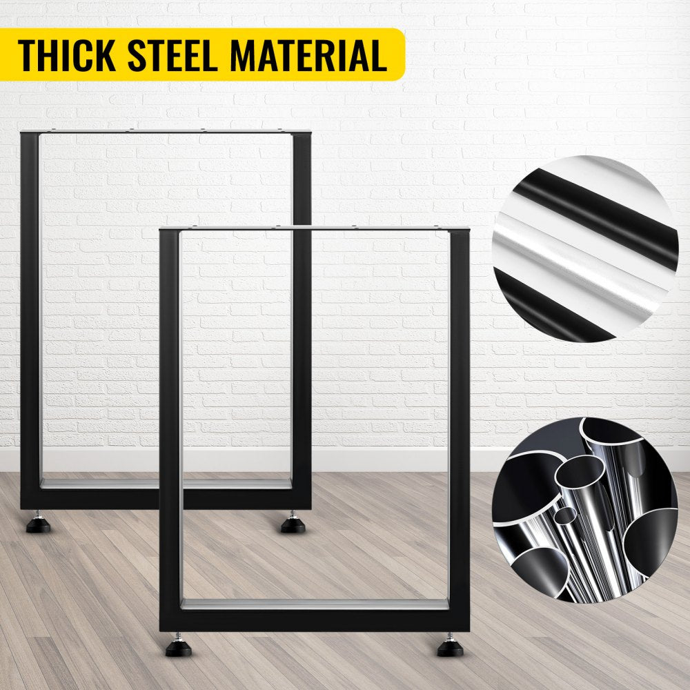 VEVOR Set of 2 Steel Table Legs, 28''Height 24''Wide Dining Table Legs, Heavy Duty 3.1" Width Box Section Square Table