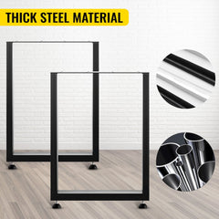 VEVOR Set of 2 Steel Table Legs, 28''Height 24''Wide Dining Table Legs, Heavy Duty 3.1" Width Box Section Square Table