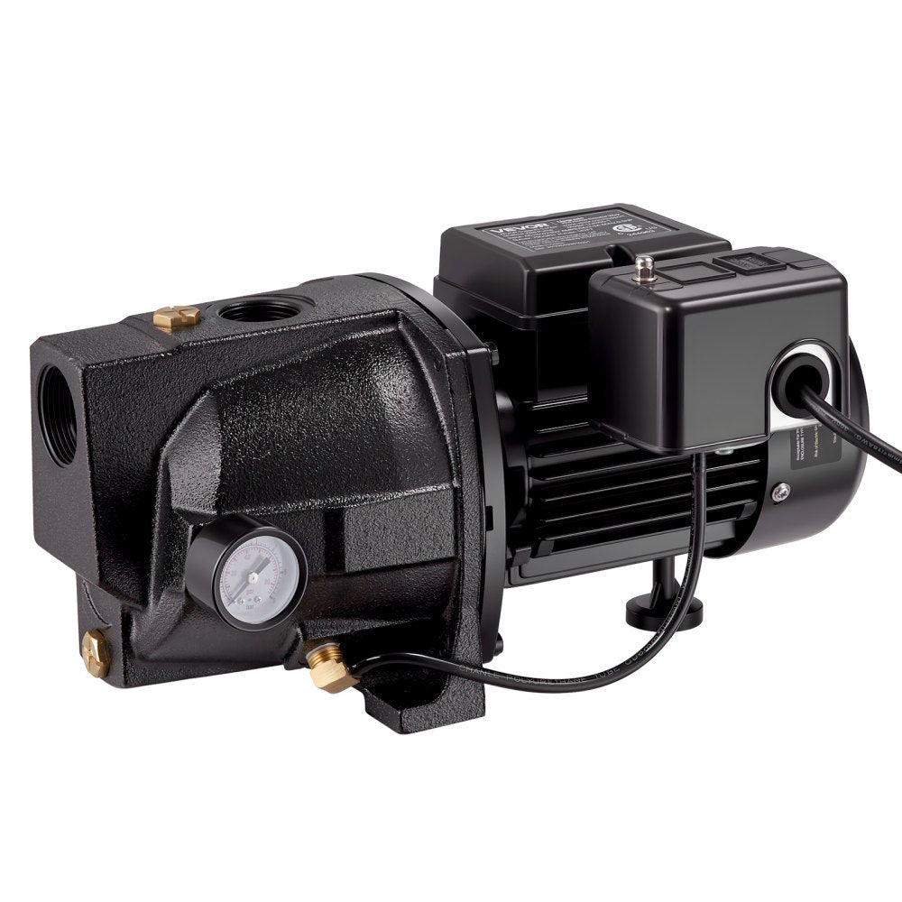 VEVOR 1/2 HP Shallow Well Jet Pump, AC 115/230 Volt, 790 GPH Dual Voltage Cast Iron Well Jet Pump, with 147 ft Max Head