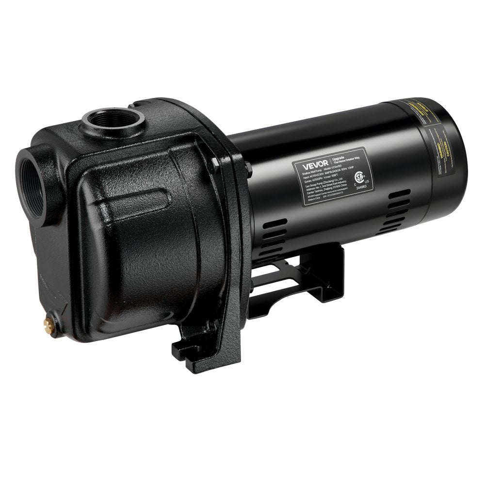 VEVOR 1.5 HP Shallow Well Jet Pump, AC 115/230 Volt, 4250 GPH Dual Voltage Cast Iron Well Jet Pump, with 108 ft Max