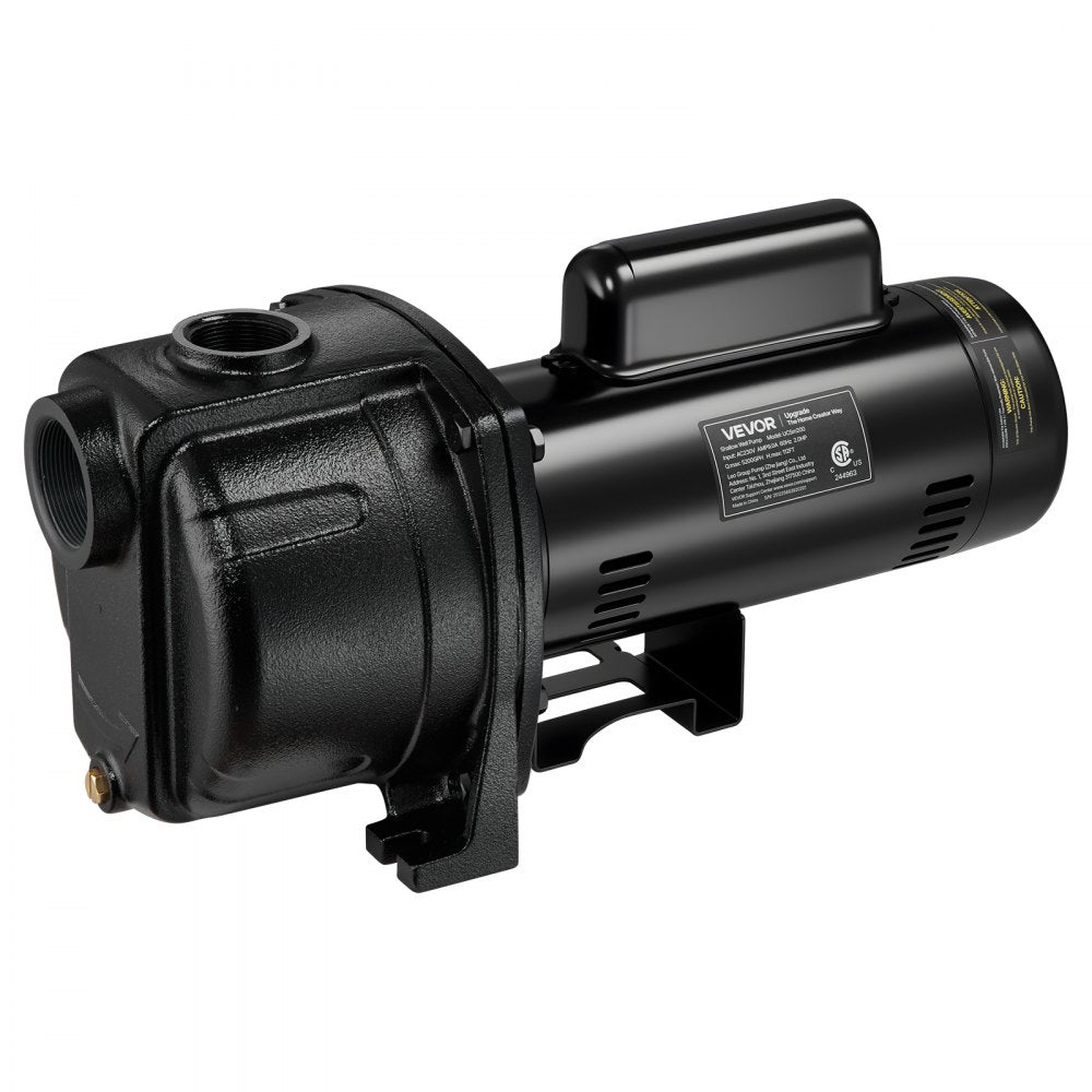 VEVOR 2 HP Shallow Well Jet Pump, 230 Volt, 5200 GPH Cast Iron Well Jet Pump, with 112 ft Max Head Lift, Check Valve