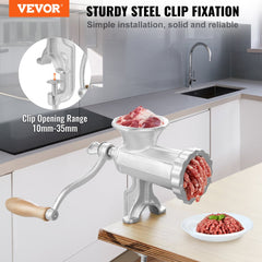 VEVOR Manual Meat Grinder, Heavy Duty Cast Iron Hand Meat Grinder with Steel Table Clamp, Meat Mincer Sausage Maker