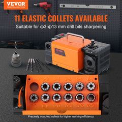 VEVOR Drill Bits Sharpener, MR-13A End Mill Grinder Sharpener 3-13mm, 95° to 135° Point Angle Adjustable Drill Bit