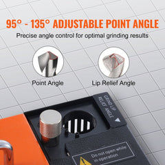 VEVOR Drill Bits Sharpener, MR-13A End Mill Grinder Sharpener 3-13mm, 95° to 135° Point Angle Adjustable Drill Bit