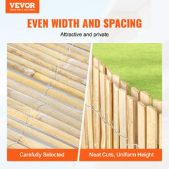 VEVOR Natural Bamboo Fence Privacy Screen, Eco-Friendly Privacy Bamboo Slat Fence, 6 ft H x 13 ft L Decorative Bamboo