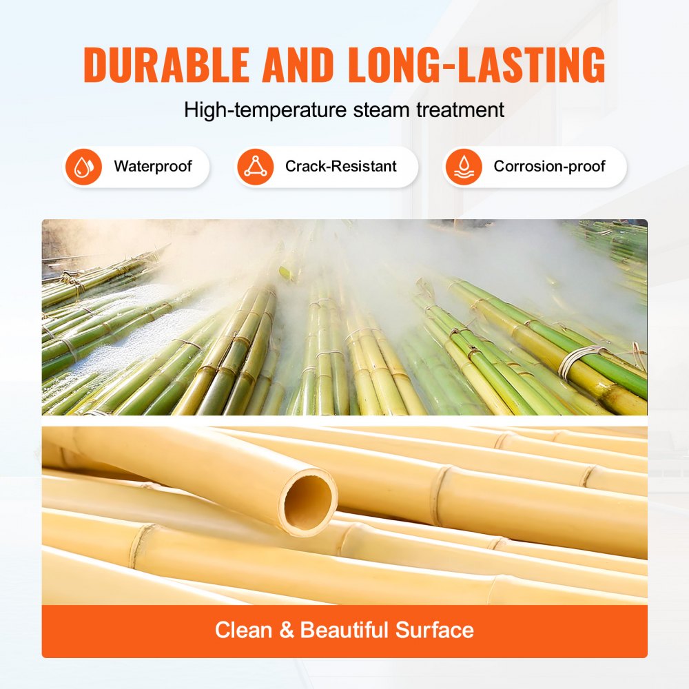 VEVOR Natural Rolled Bamboo Fence, Eco-Friendly Bamboo Privacy Fence 4 ft H x 8 ft L x 0.75 in D. , Decorative Bamboo