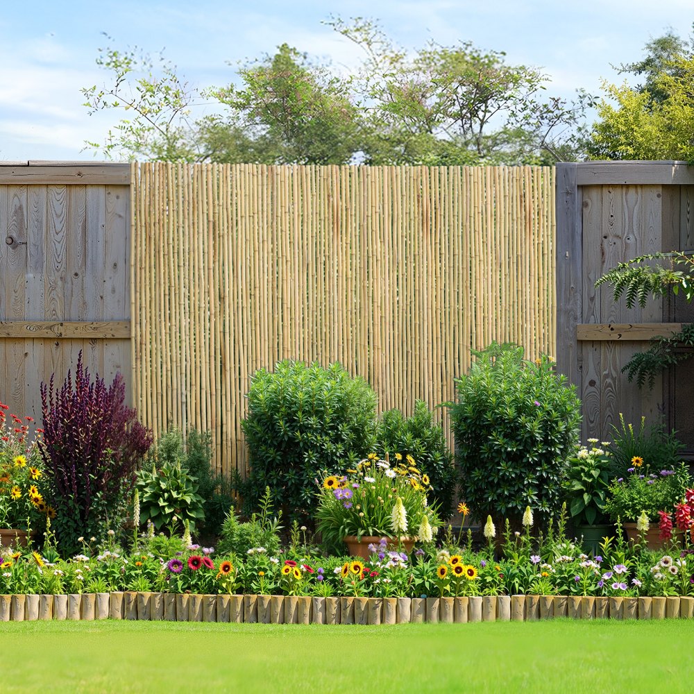 VEVOR Natural Rolled Bamboo Fence, Eco-Friendly Bamboo Privacy Fence 4 ft H x 8 ft L x 0.75 in D. , Decorative Bamboo
