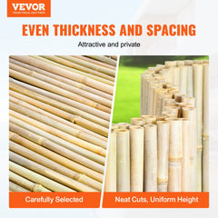 VEVOR Natural Rolled Bamboo Fence, Eco-Friendly Bamboo Privacy Fence 6 ft H x 8 ft L x 0.75 in D. , Decorative Bamboo